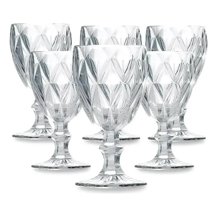 Conjunto de Taças de Vidro 340ml Diamond Line - 6 Peças Transparente
