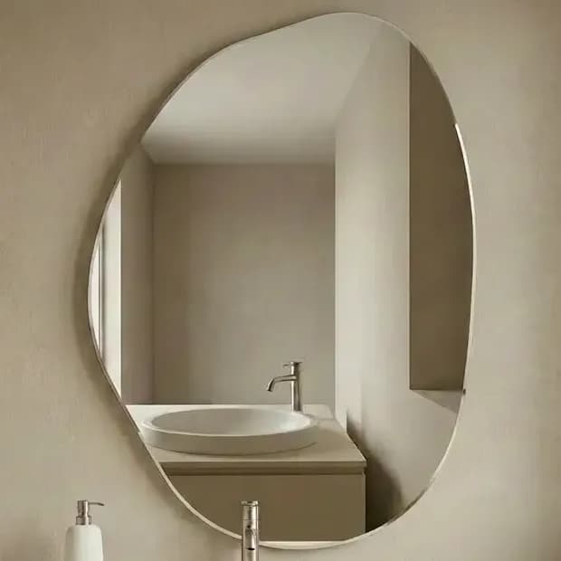Espelho Orgânico Grande 104x80 Lapidado Premium 4mm Luxo Pendurador