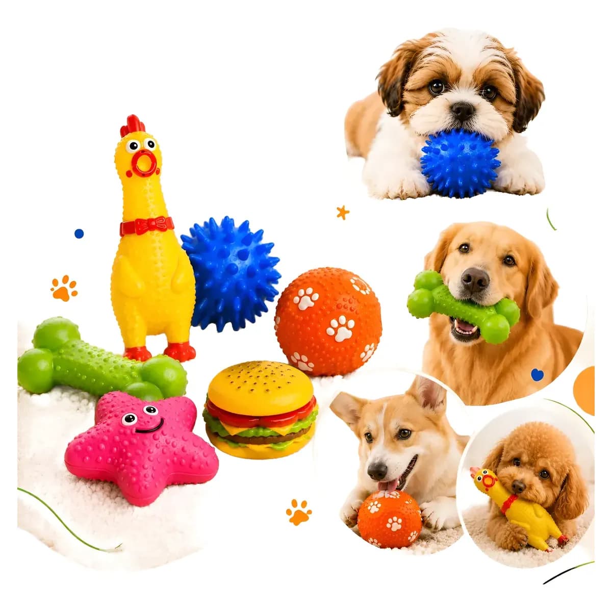 Kit 6 Brinquedos Para Cachorro Anti Estresse Mordedor Pet