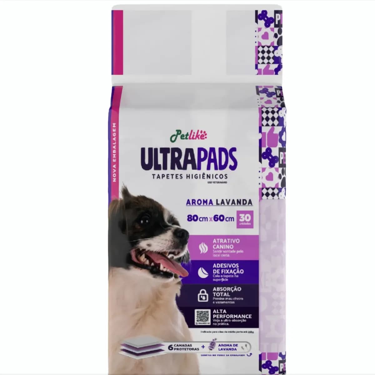 Tapete Higiênico Para Cães Ultrapads Lavanda 80x60cm 30 Und. Branco
