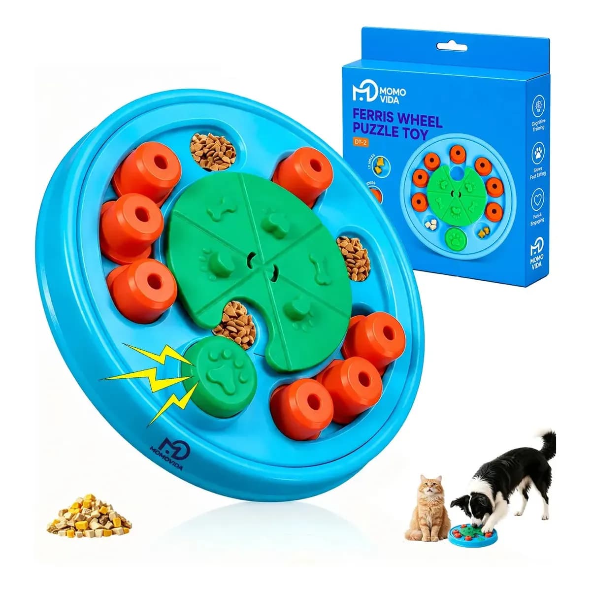Brinquedo Interativo Cães Dispenser de Petiscos - comedouro lento Pets ,comedouro labirinto pet games ,Tabuleiro Porta Petisco Bringuedo Cães Antiestresse e Durável Brinquedo para Gato Momovida DT-2