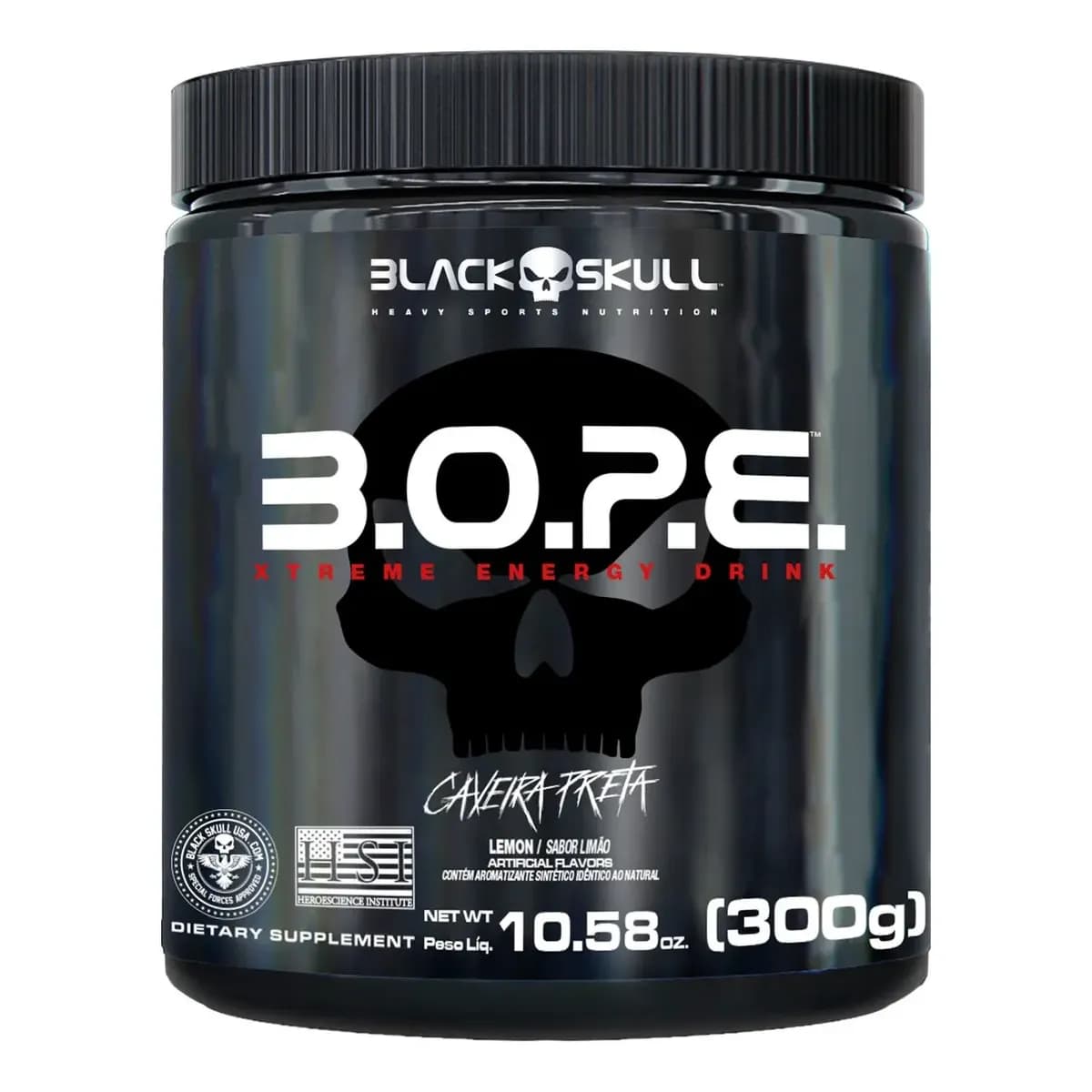 Black Skull Pré Treino B.O.P.E. Sabor Limão em pó x 300g