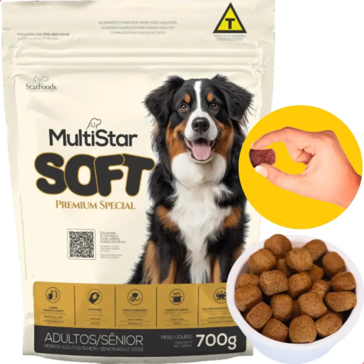 Ração Multistar Soft Macia 700g Cães Adulto Idoso Senior 7+