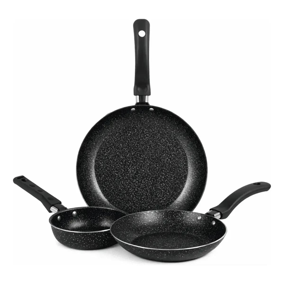 Jogo De Frigideiras Francesas 3 Peças 14 18 24cm Preto Nacio