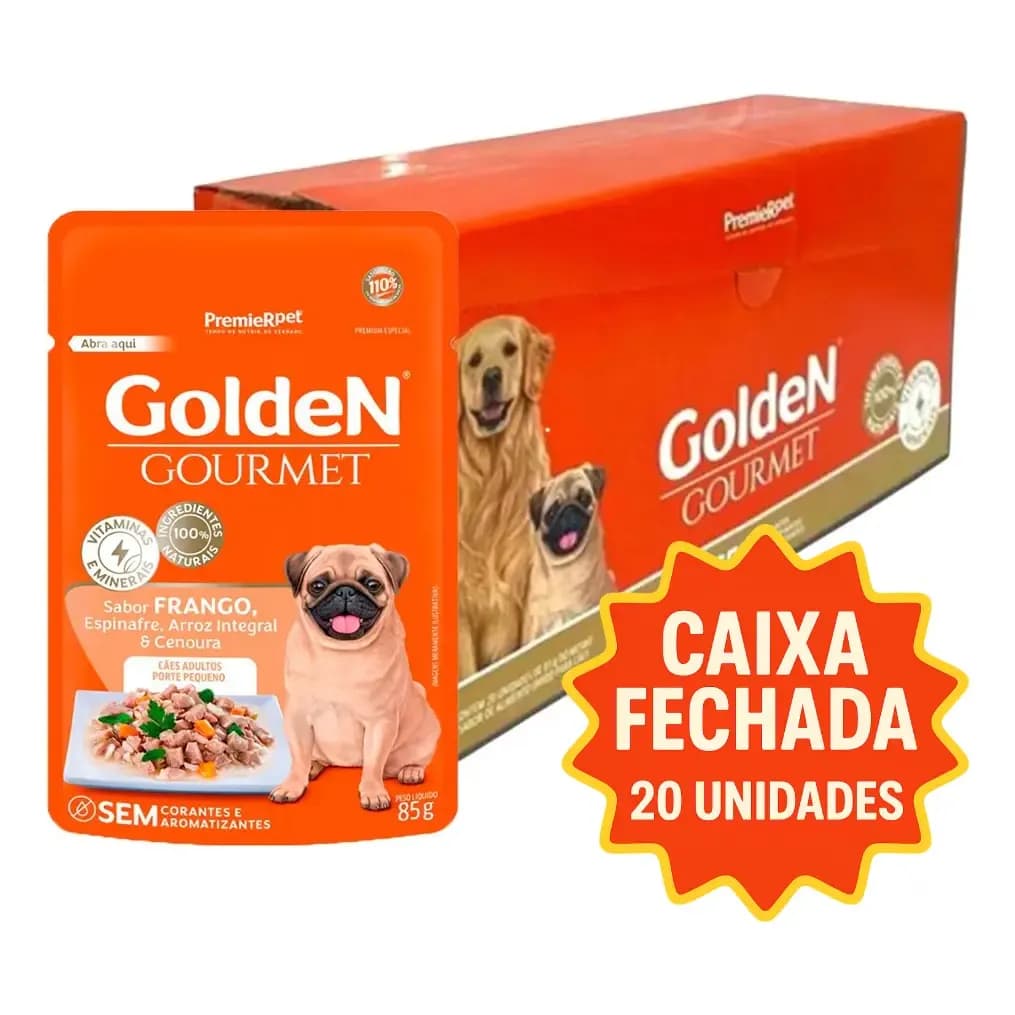 Ração Úmida Golden Frango Cães Adultos Pequenos Premier Pet 20 Un 85g