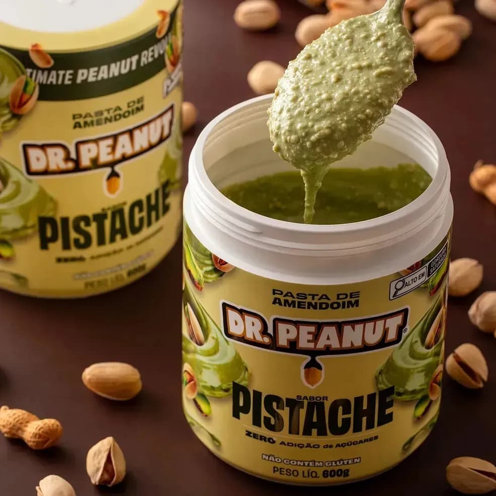 Pasta de Amendoim Dr. Peanut com Whey Gourmet, Zero Lactose, 600g de Pistache