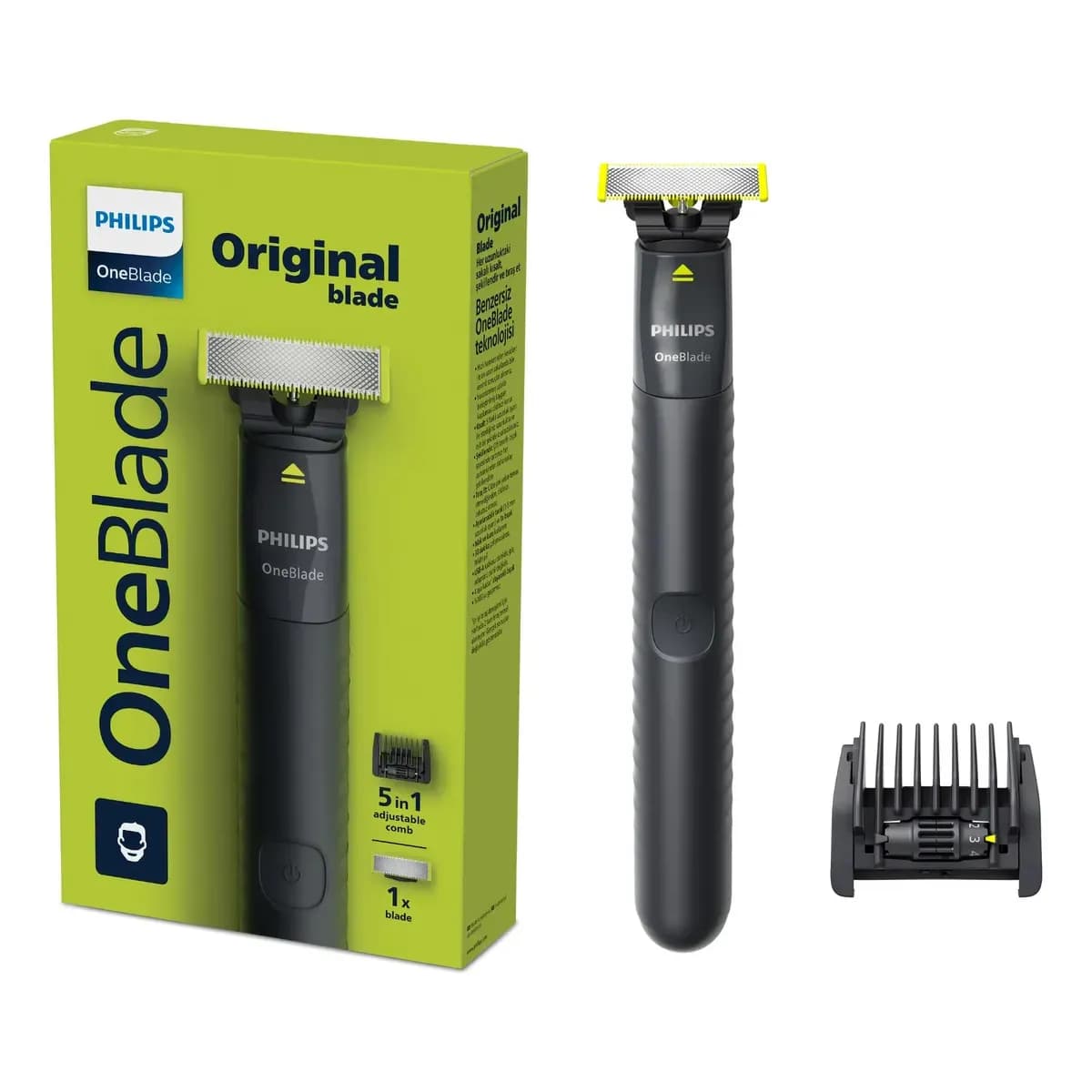 Barbeador e Aparador Elétrico Philips OneBlade com Pente 5 em 1, Sem Fio e À Prova D'Água - QP1425/10