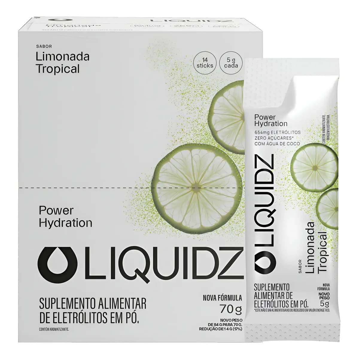 Liquidz® Eletrólitos Zero Açúcar Limonada Tropical 14 Sachês