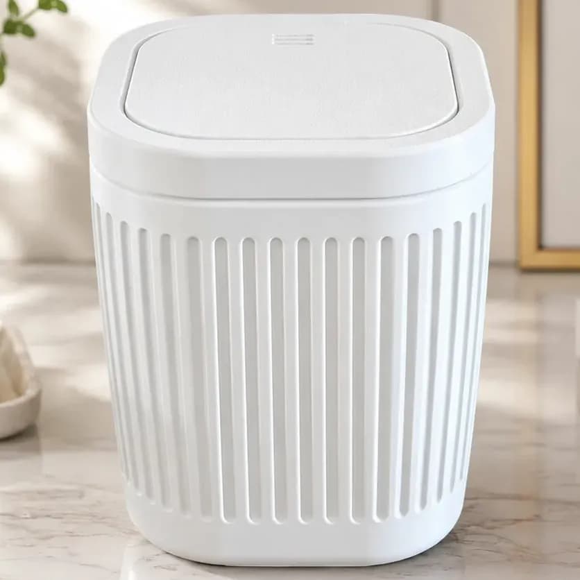 Lixeira De Pia Compacta Com Tampa Basculante Branco