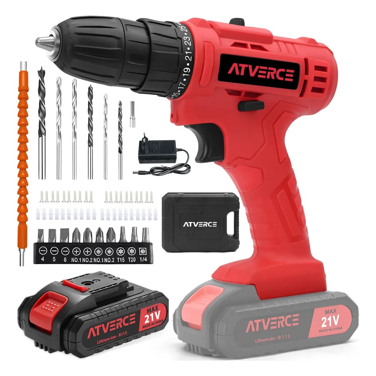 Furadeira Parafusadeira 21v 3/8 Kit Com Maleta Atverce Terracota 127/220v 60