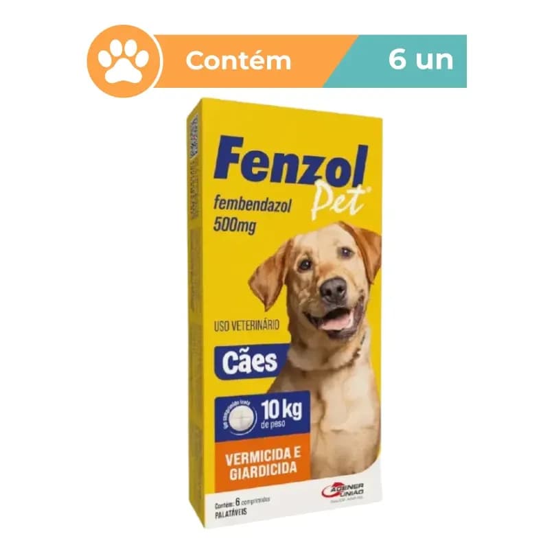 Fenzol Vermífugo Cães 500mg 6 Comprimidos Agener