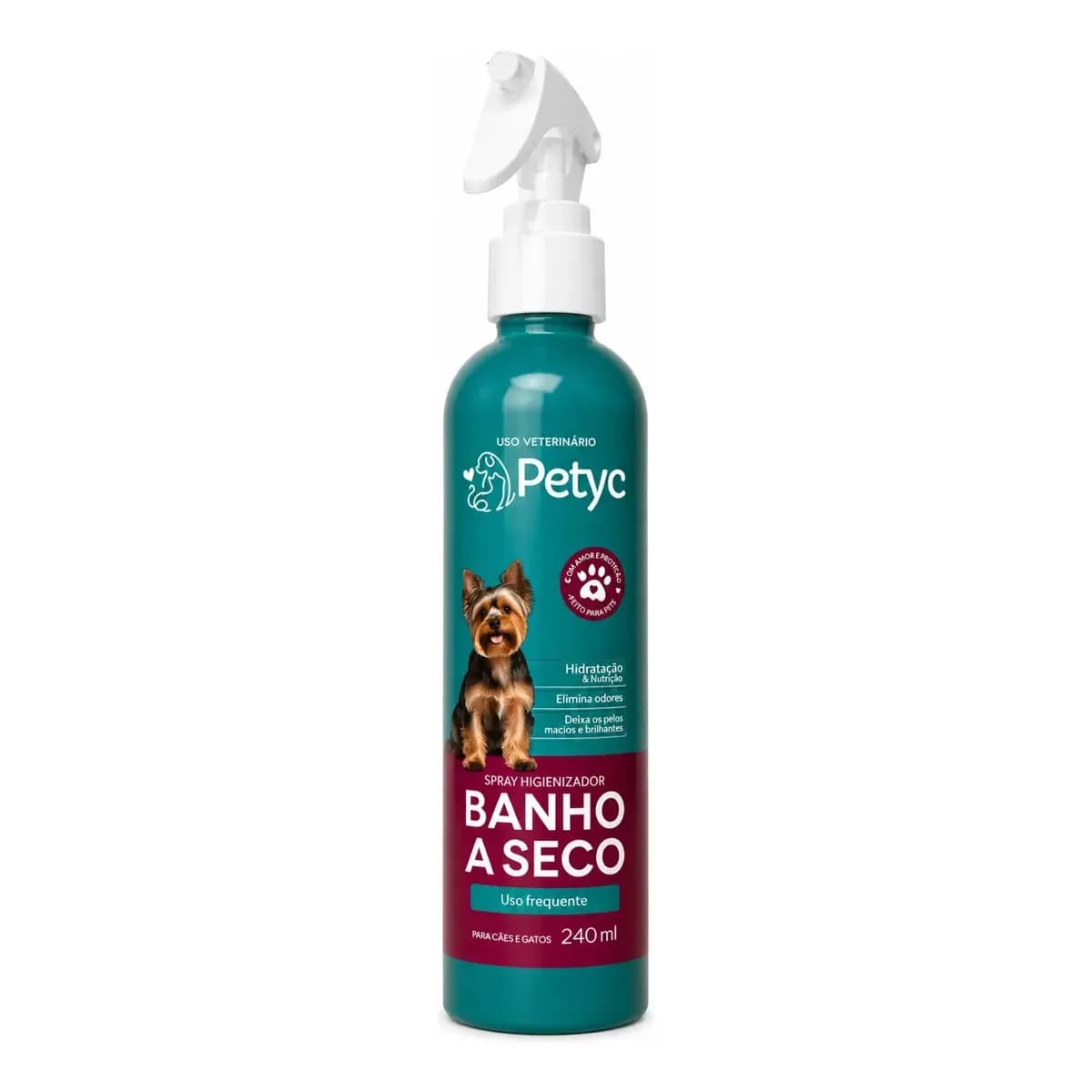 Banho a Seco PETYC Spray de 240ml para Cães e Gatos com Camomila e Óleo de Amêndoas