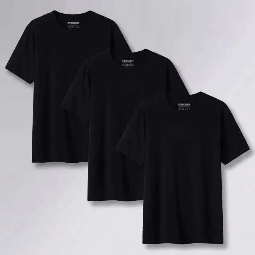 Kit 3 Camisetas Light Insider Preto M Liso