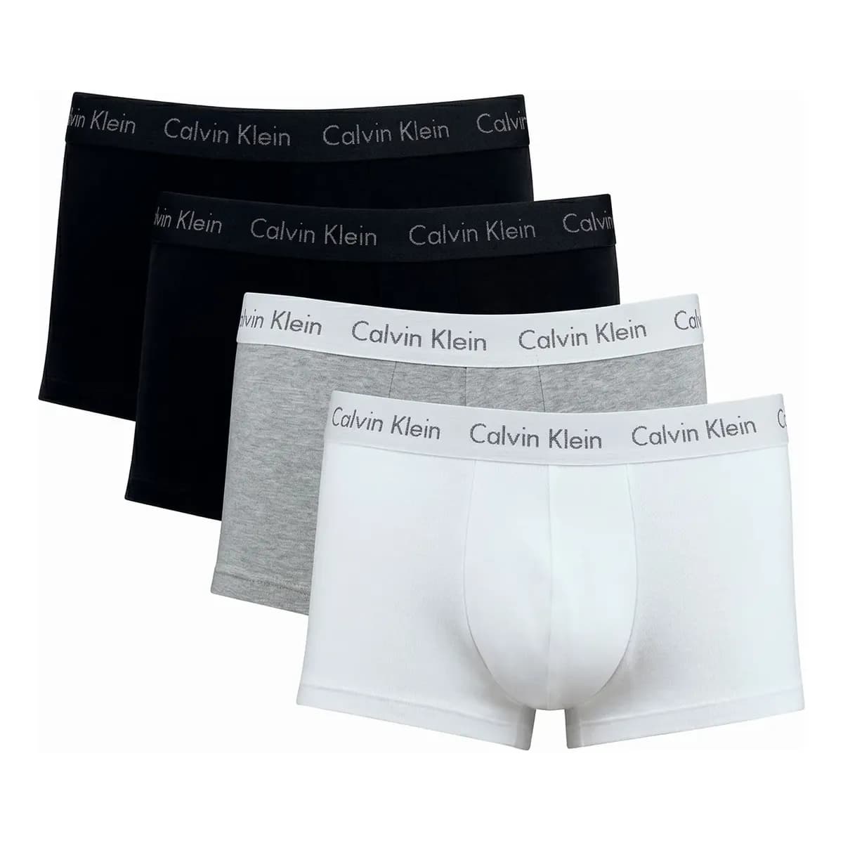 Kit Com 4 Cuecas Boxer Cotton Calvin Klein Original Preto/cinza/branco Liso M