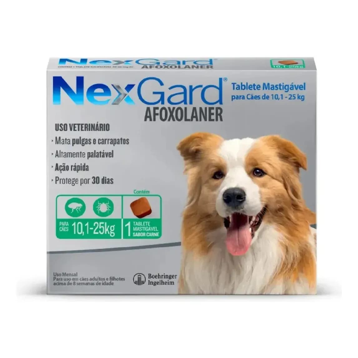 Boehringer Ingelheim NexGard TABLETE Antipulgas e Carrapatos Cão - 1 - 10 kg - 25 kg - 1 - Unidade - 1