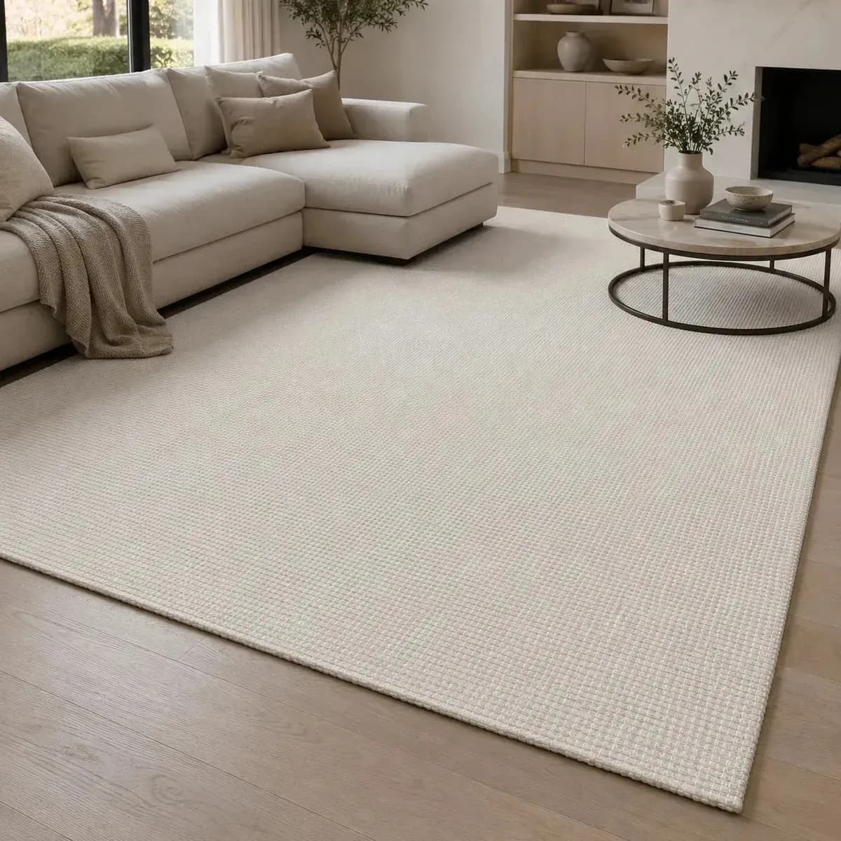 Tapete Sala Quarto Grande 200x250 Algodão Antiderrapante Comprimento 2.5 m Cor Creme Largura 2 m