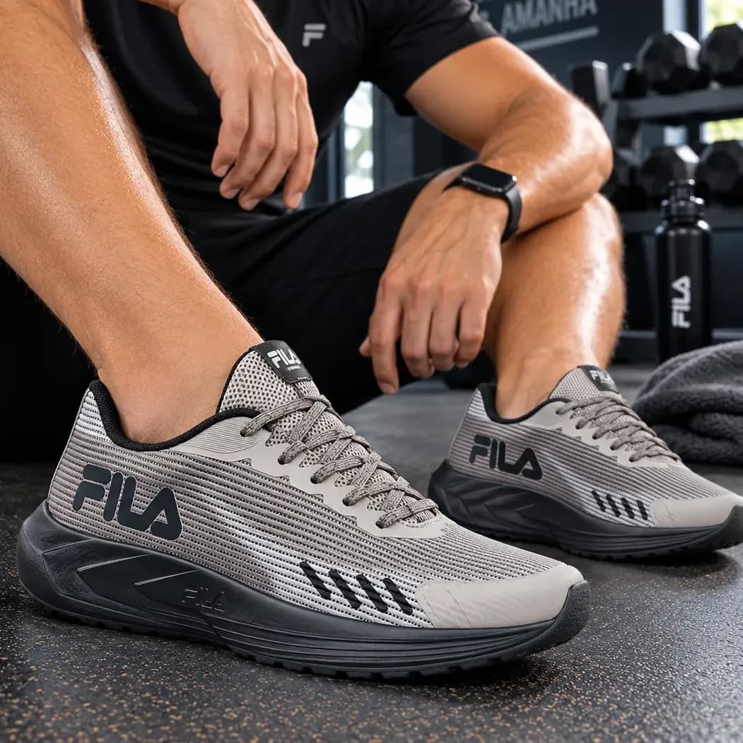 Tenis Fila Sprint Leve Masculino Esportivo Academia Treino Oliva/castanho Claro Mesh 41 41