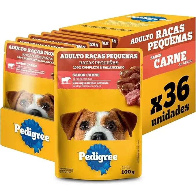 Pack Ração Úmida Pedigree Sachê Carne Pequenos - 36 und
