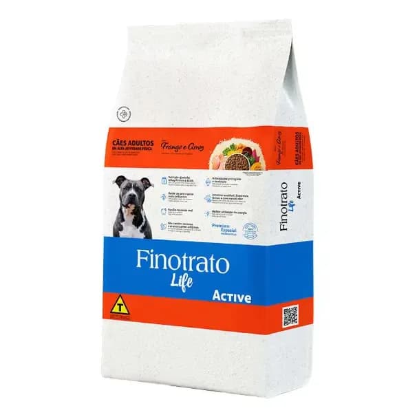 Ração Seca Finotrato Life Active Frango e Arroz para Cães Adultos 15kg