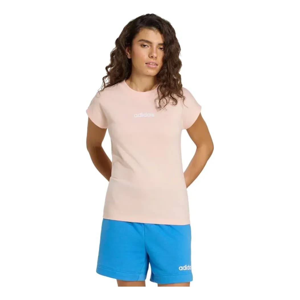 Camiseta Essentials Linear De Algodão adidas Rosa G