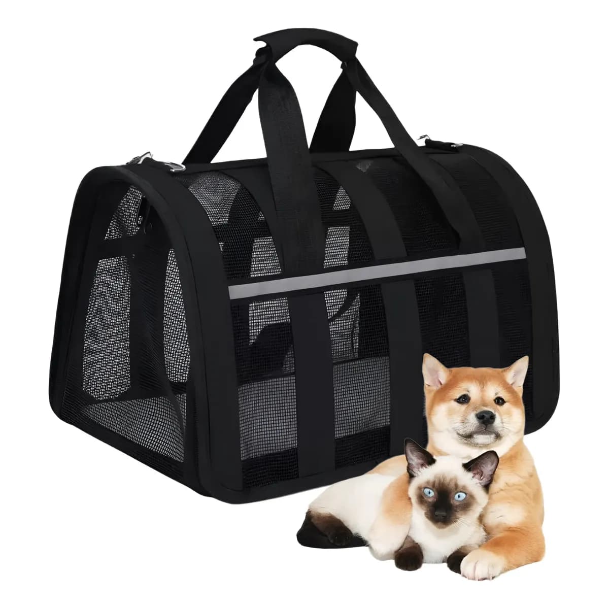 Bolsa Pet Cães E Gatos Avião Luxo Transporte Mala Viagem 5kg Preto