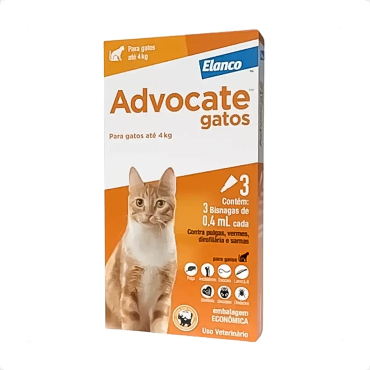 Antipulga Para Gatos Advocate Elanco Até 4kg 3 Pipetas