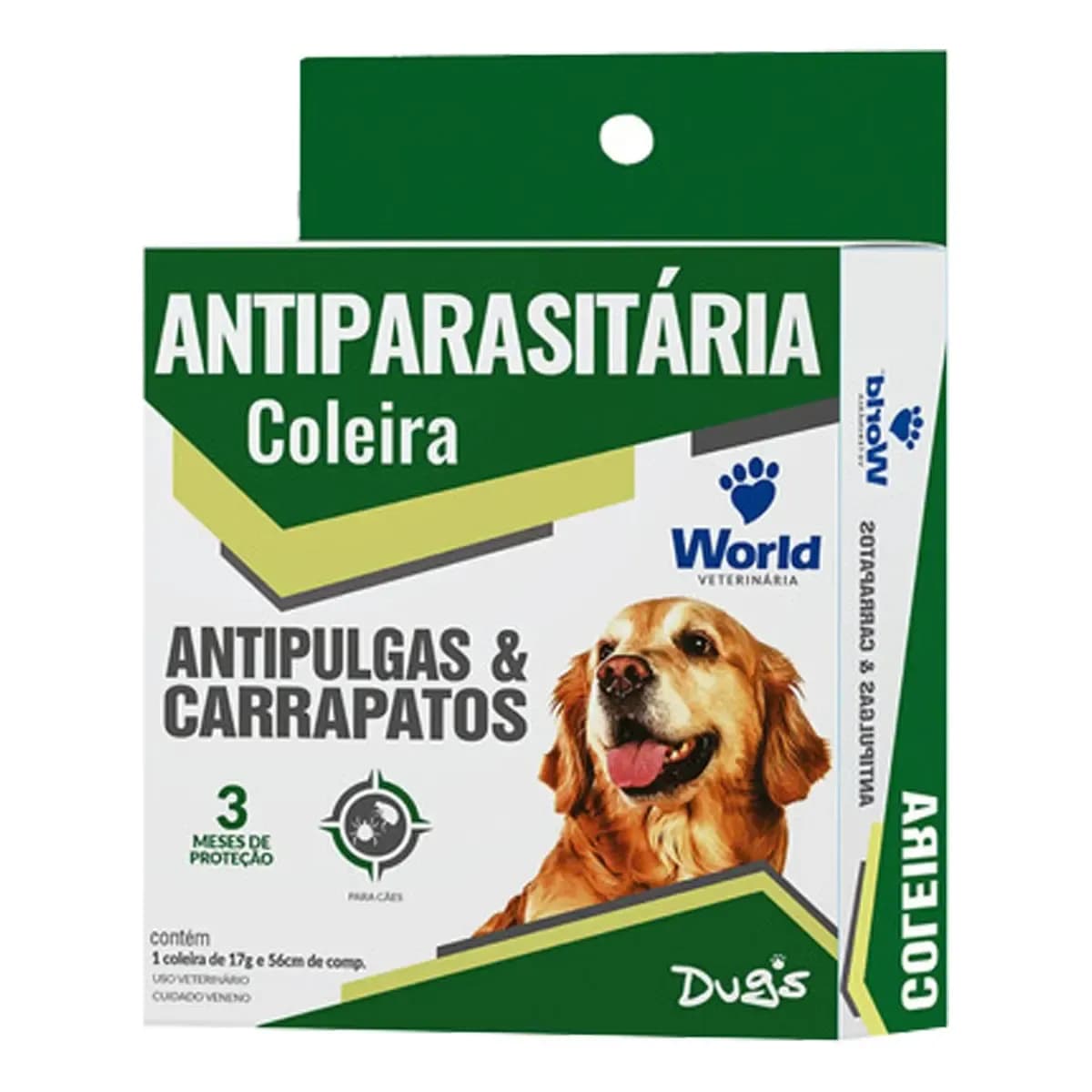Coleira Antiparasitária World Cachorro Pulga Carrapato Proteção 3 Meses