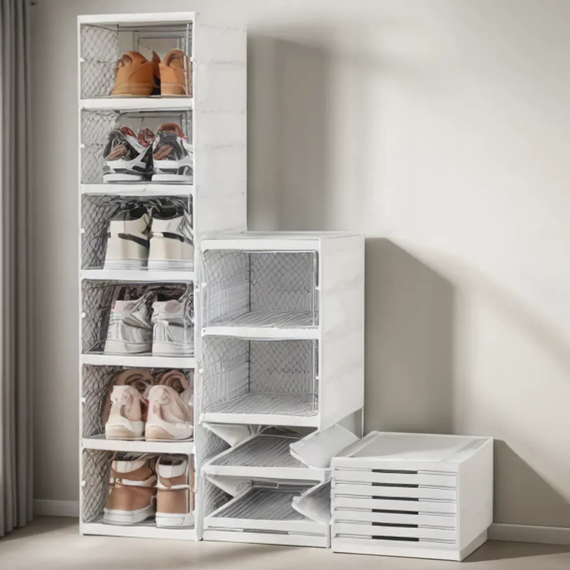 Sapateira Caixa De Sapato Empilhável Vertical 6 Andares Branco