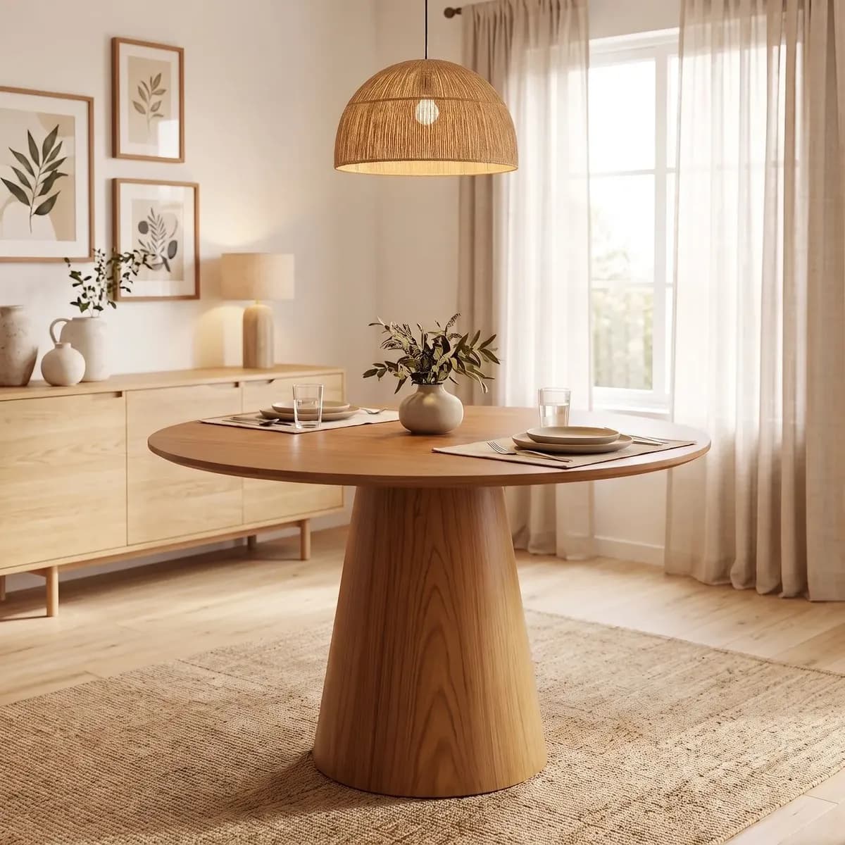 Mesa De Jantar Base Cone Em Madeira Laminada 120cm Fb Amadeirado