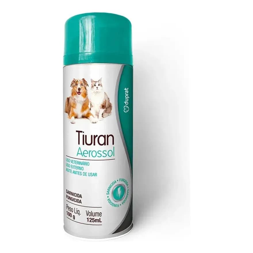 Tiuran Aerosol 125ml Contra Sarna Fungo Cães E Gatos Duprat