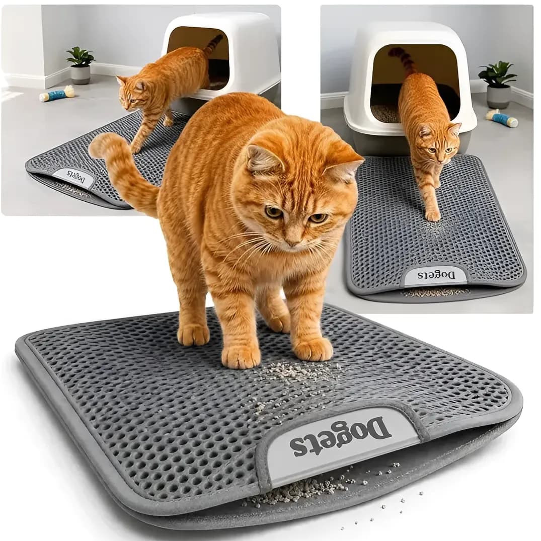 Tapete Higiênico Para Gato Coletor De Caixa De Areia 60x40cm Cinza