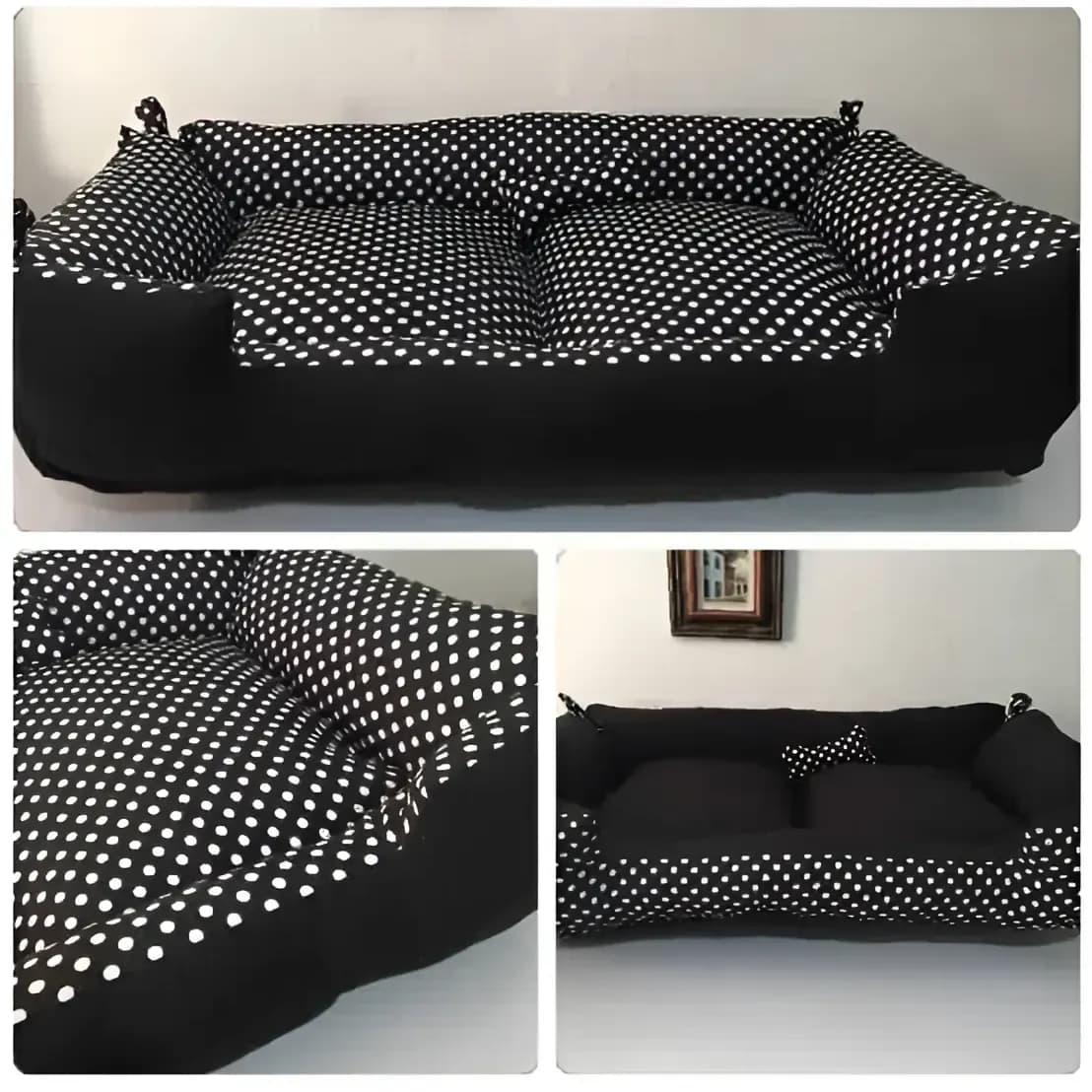 Cama Grande Para Pets Vest Pet Caminha de Cachorro Preto/Branco