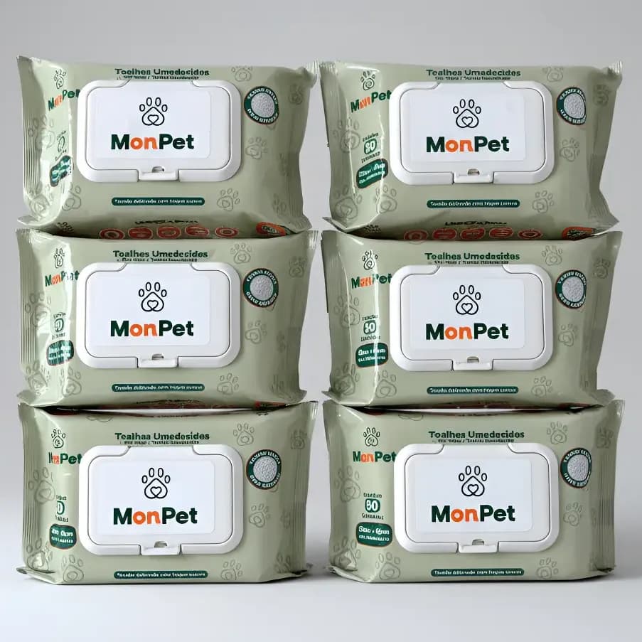Toalha Lenço Umedecido Para Caes E Gatos Pet 6 Pacotes C/ 50