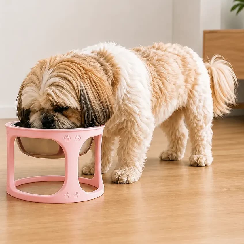 Comedouro Elevado Pet Com Tigela Inox Para Cães E Gatos 0v Rosa-claro
