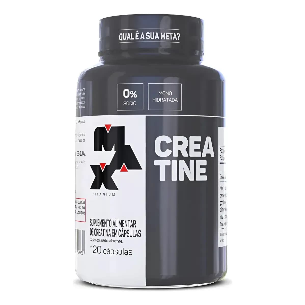 Creatina Max Titanium monohidratada micronizada pura em cápsula Sem sabor de 120 un