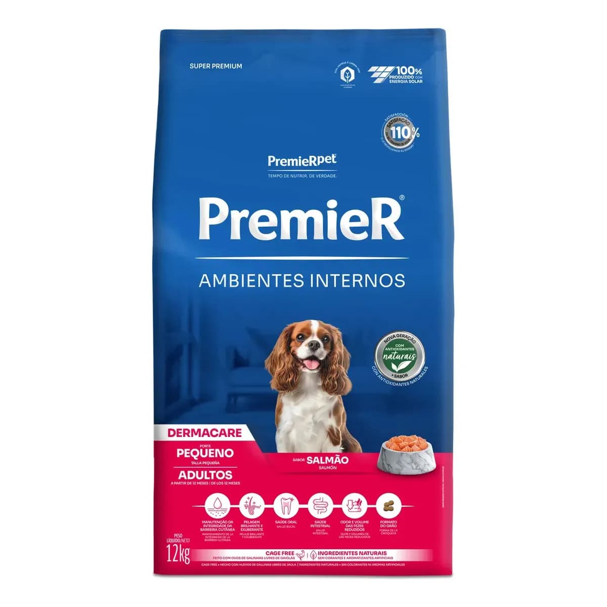 Ração Premier Ambientes Internos Dermacare Adultos Pequeños 12kg
