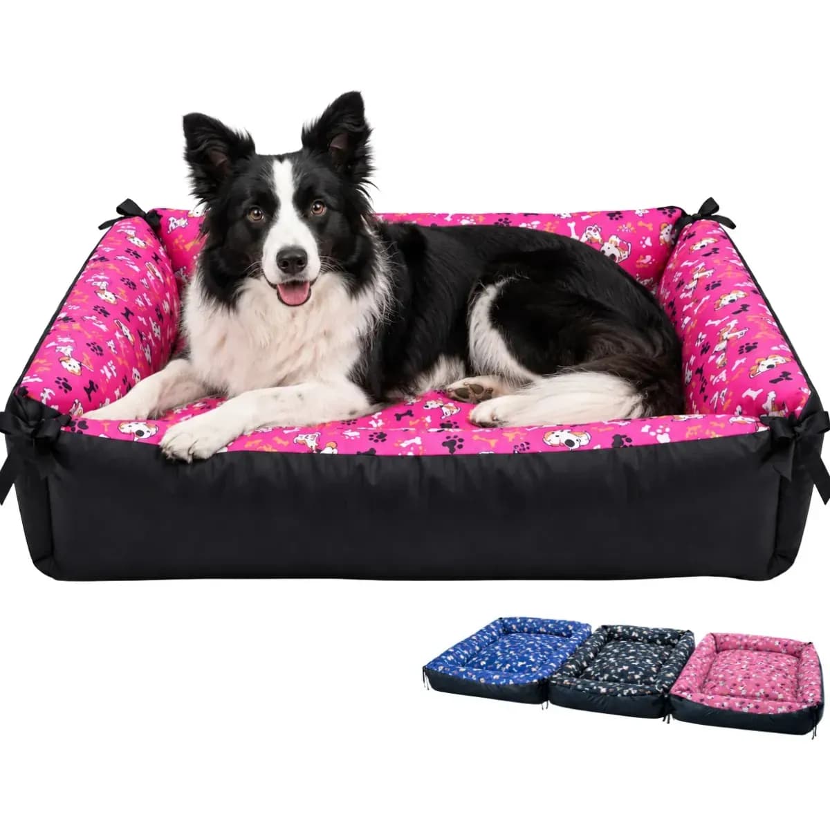 Colchão Cachorro Grande 90x60 Pet Lavável Rosa Patas Fiéis
