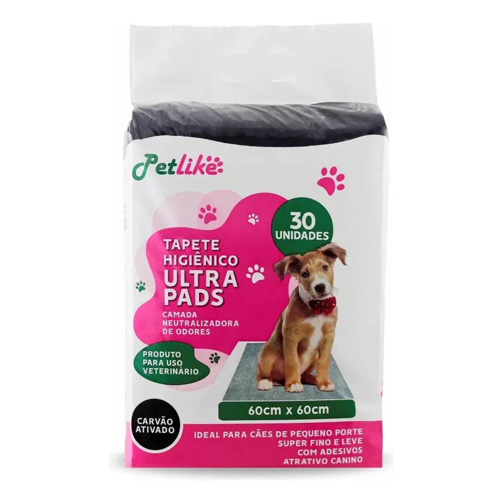 Tapete higiênico cachorro ultra pads carvão ativado Pet Like 60x60 30 unidades