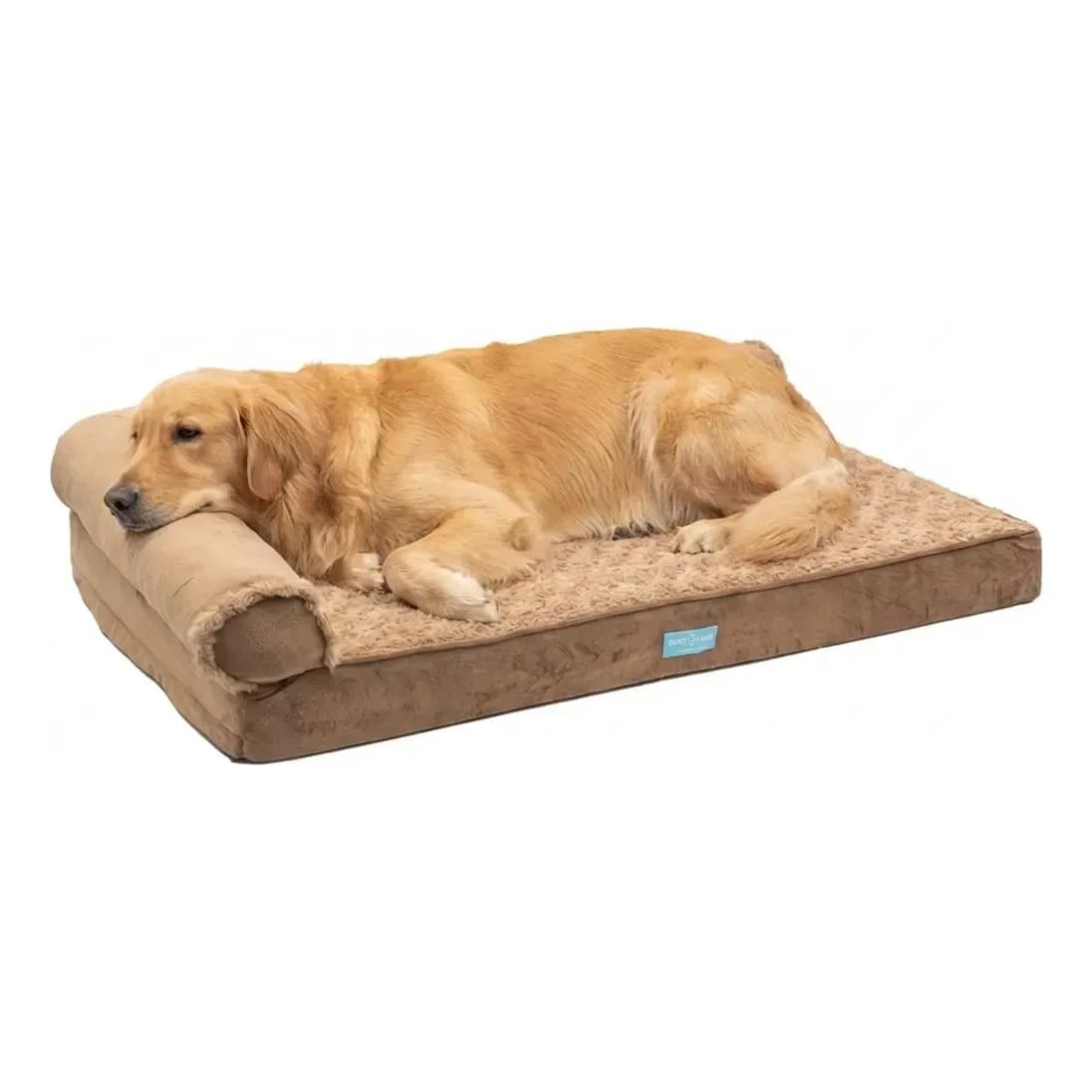 Cama Pet Ortopedica Grande 89x58cm Travesseiro Espuma Casca Marrom Luxo Premium
