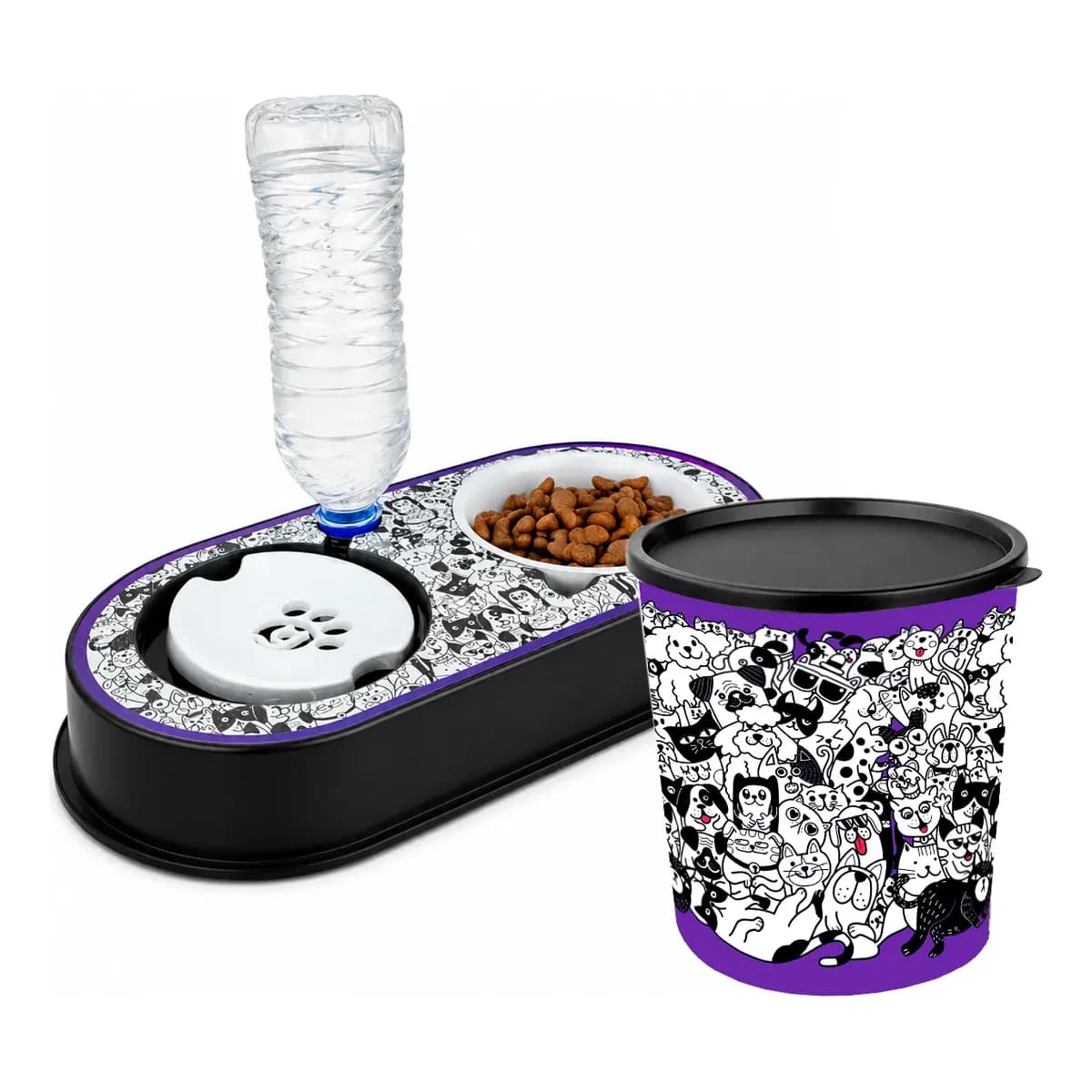 Comedouro Anti-formigas + Porta Ração 5 Litros Para Cão Gato 0 Violeta-escuro
