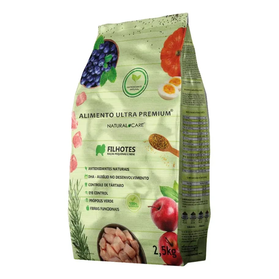 Ração Seca Super Premium Cães Filhotes Pequenas 2.5kg Naturalcare
