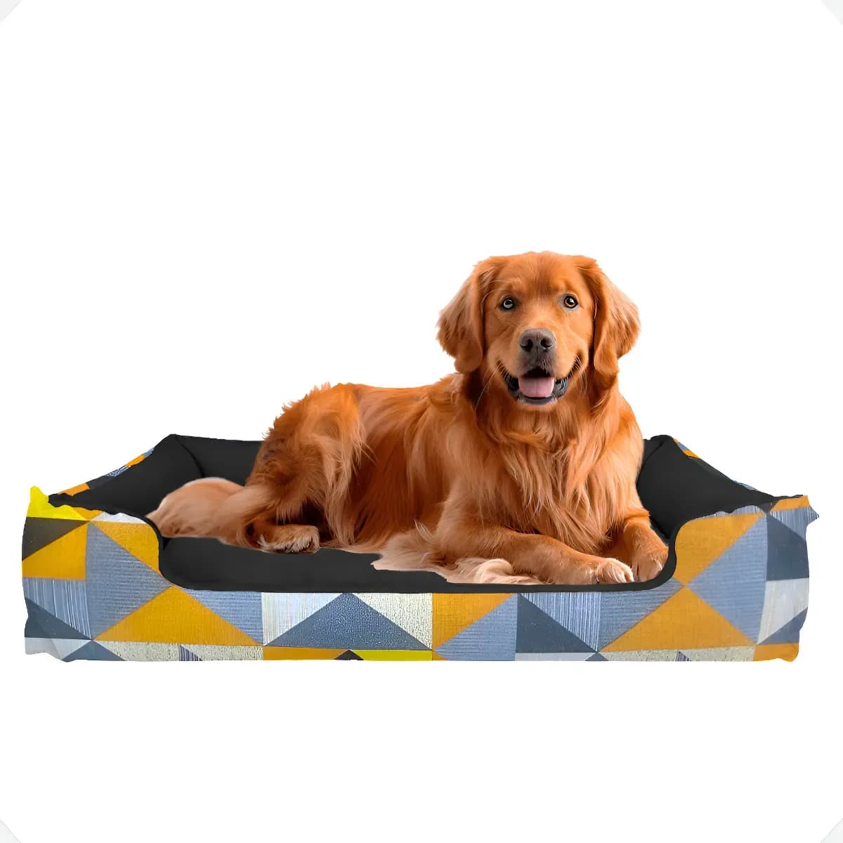 Cama Pet Extra Grande Xg Lavável Cachorro Porte Grande Cor Triangulo Amarelo