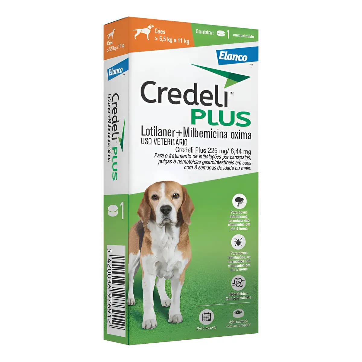 Credeli Plus Antipulgas Carrapatos E Vermes Cães 5,5 A 11 Kg
