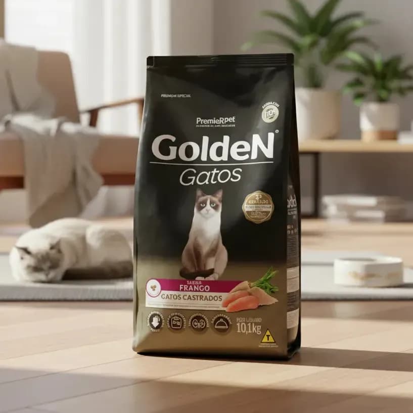 Golden Premium Especial Gatos Adultos Castrados Frango Castrados 10.1KG