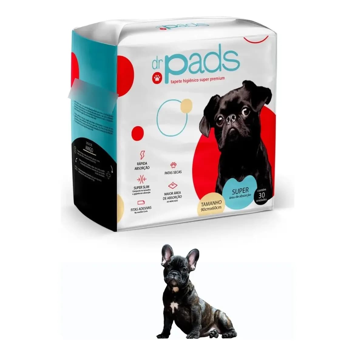 Tapete Higiênico Absortec Dr. Pads 90x60 30 Unidades Cães Com Odor