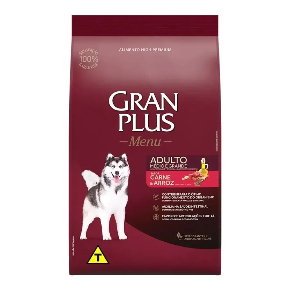 Ração Gran Plus Menu Cão Adulto Médio e Grande Carne Arroz 15kg