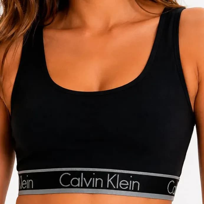 Top Regata Fitness Academia Cotton Calvin Klein Original Preto Liso M