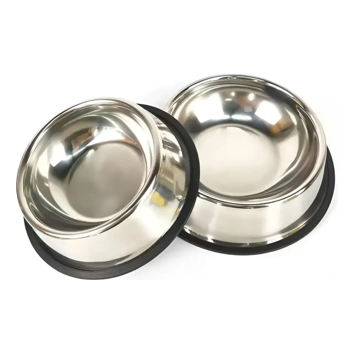 Kit 2 Comedouro 1000ml Tigela Pote Ração Água Inox Cão Gg Prateado