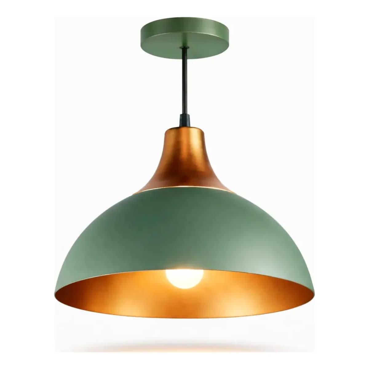 Pendente Panamá 30cm Verde Cobre E27 Cozinha Bancada Luxo Verde/ Cobre