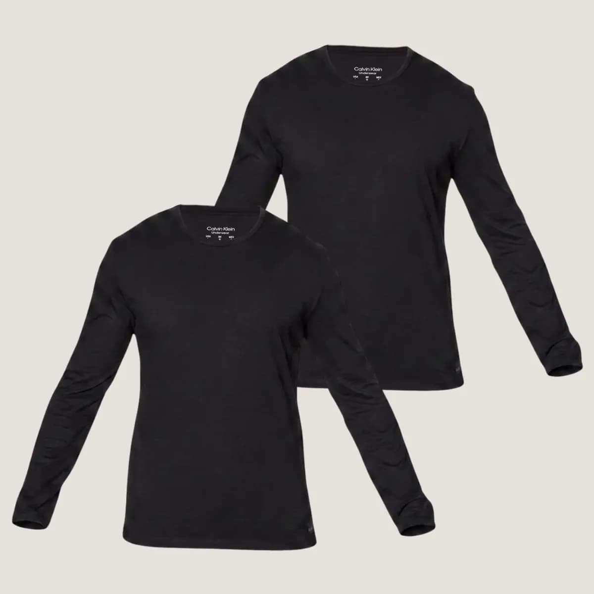 Kit 2 Camisetas Manga Longa Calvin Klein Masculino Blu045 Preto Liso G